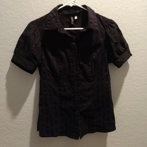 Women's black button down top